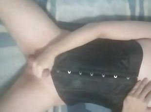 Femboy perfectly jerks off and sweetly moans in a corset