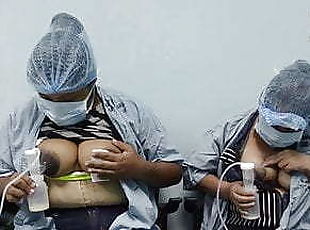 Guatemalan women pumping milk from their big tits