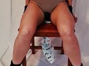 Hot mom tied up to a chair cums hard