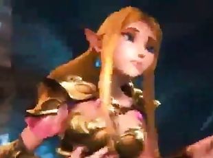 Link gets a blowjob from Zelda and a dark elf
