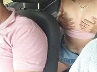 horny latina masturbates in the back seat of the uber