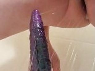 Taming the Dragon's Tail: First Time Hilting a 12" Ribbed Dildo, Part 1