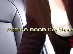 Braless Woman MILFs Nipples fall out at the Car Wash