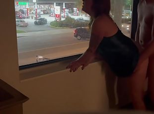 Sex Against The Hotel Window With People Walking By