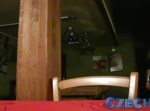 Czech Blonde fucks for cash in restaurant toilets