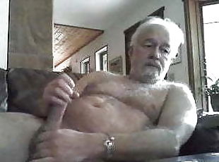 Hairy dad stroke and cum