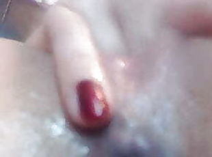 close up fingering, nails painted and squirting