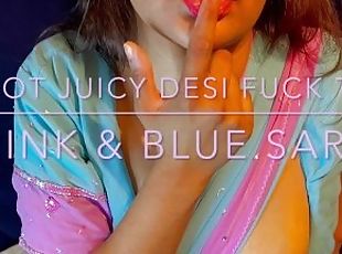 Hot Juicy Desi Anal Babe in Pink and Blue Saree - Subscribe for  FREE!
