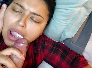 I WAKE UP stepmommy by SURPRISE and fuck her mouth until I cum inside! 4k