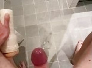 Edged cock cums hard after fleshlight play