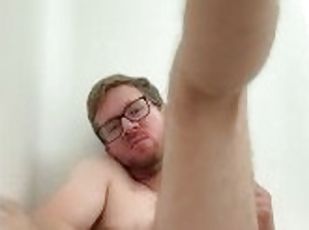 Bathtub Cam Video - Between Legs - Hot White Blonde Boy Strokes His Hard White Cock