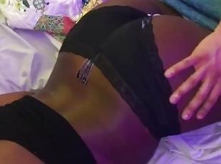 Massaging turned into ass play and a spank