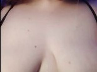 Tiny slut gags on cock and drools all over her fat tits (full video on fansly)