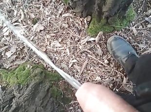 Pissing in the forest - Uncut penis outdoor piss