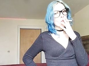 Sexy Nerdy Smoking Girl with Glasses