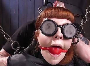 Obedient redhead BDSM babe gets whipped by CMNF owner