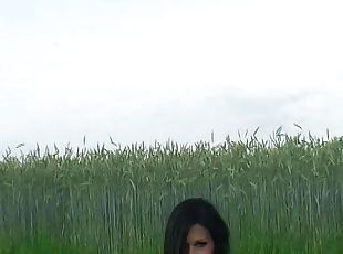 Dark haired chick from Germany enjoy masturbating in the outdoors