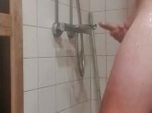 Masturbating and cumming in shower