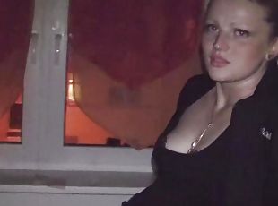 Hottest Blonde Anal Virgin Bella fucked by 2 Guys, drinks Cum out of a Glas