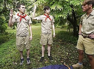 Scout Master Joshua Kelly Submits His Tight Ass And Thirsty Mouth To Two Camp Boys - Boys At Camp