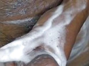 In the shower with soap masturbating