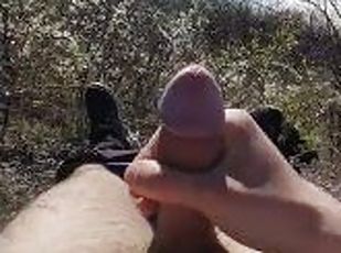 WANKING OUTSIDE - Handsome exhibitionist likes a jerk off and sunbathe in nature