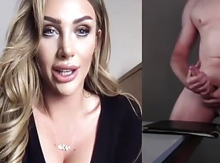 CFNM busty MILF seduces handjob on webcam to cum for her