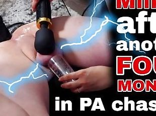 Femdom Milked Ruined Orgasm After 4 Months in PA Chastity Slave Fucking Machine Real Milf Stepmom