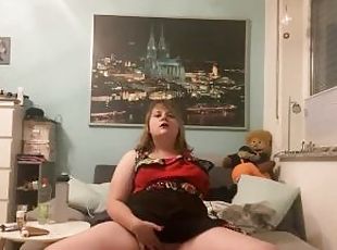 Amputee Teen in cute dress climax with amazing toy