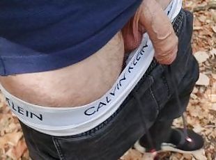 I cum in forest on dry leaves UNCUT COCK